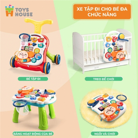 Xe tập đi 2 trong 1 Toyshouse kiêm bàn chơi đa năng có nhạc Toyshouse N6038