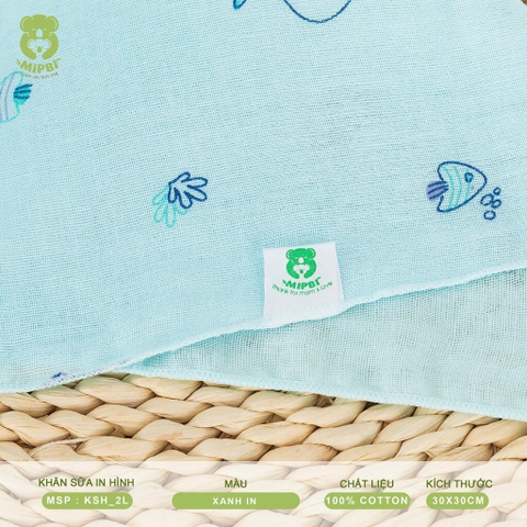 Set Khăn Sữa In Hình Mipbi 2 Lớp