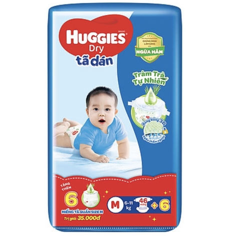 Bỉm Dán Huggies Sơ Sinh Size M -Tã dán Huggie (mẫu mới tặng 6 miếng)