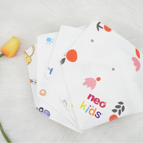 Khăn yếm xô tam giác Neo Kids 4 lớp quàng cổ cho bé sơ sinh, bé trai, bé gái