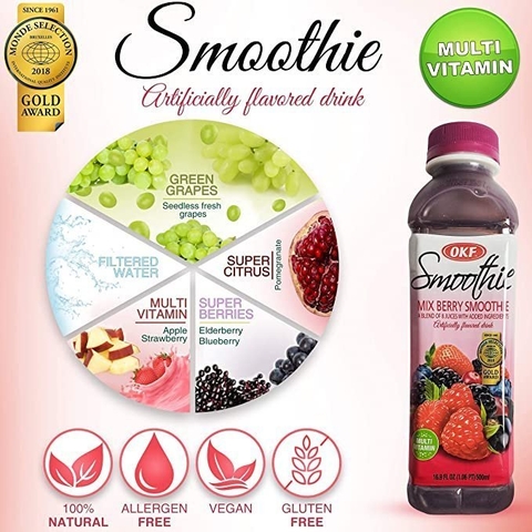 Nước ép sinh tố trái cây Smoothie OKF 500ml (nho đỏ-việt quất-dâu)