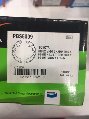 Guốc phanh sau TOYOTA (Innova 2.0 06-15) - BENDIX