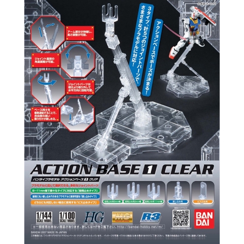 Đế trưng bày Action Base 1 Black - Gray - Clear - Đen - Xám - Trong Suốt Display Bandai HG RG MG