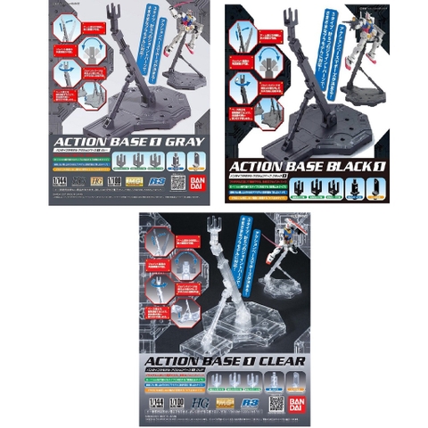 Đế trưng bày Action Base 1 Black - Gray - Clear - Đen - Xám - Trong Suốt Display Bandai HG RG MG