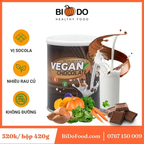 Sữa Hạt Sô Cô La Dinh Dưỡng Cho Bé 420g - Bí Đỏ Food - Bột Protein Thực Vật Vegan Vị Chocolate