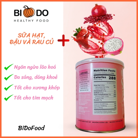 Sữa Bột Đậu Hạt Rau Củ Trái Cây Plus - Bí Đỏ Food - Bổ Sung Collagen Từ Thực Vật