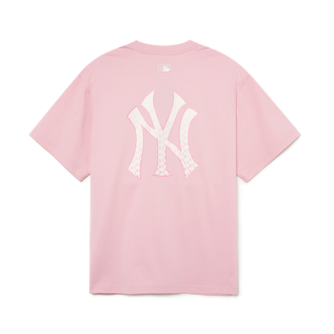 Áo Phông MLB Monogram Logo NY Loang Màu Hồng