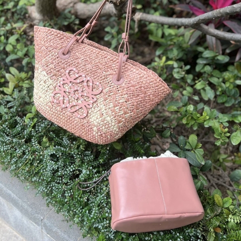 Túi Loewe Đan Cói Màu Hồng 26cm