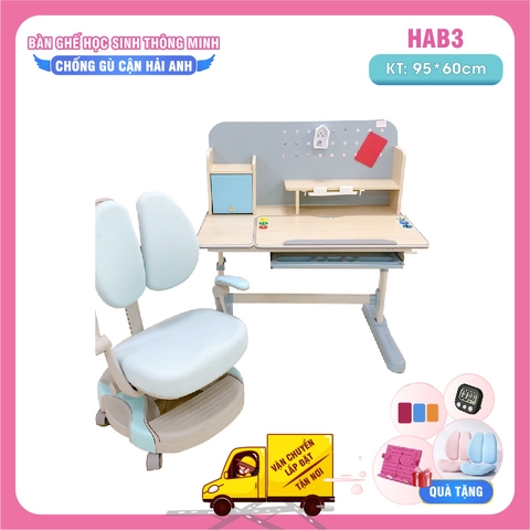 Bộ bàn ghế học sinh thông minh chống gù chống cận HAB3