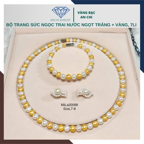 Bộ trang sức ngọc trai 2 màu trắng vàng mã BTSNT11