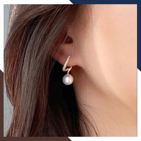 Bông tai ngọc trai thật kiểu ôm vành tai xoắn ốc mã B68X78T7