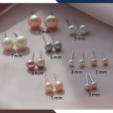 Bông tai nụ ngọc trai bạc size 9-10mm cho nữ đẹp mã 910AC110