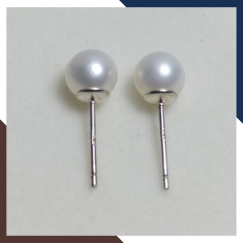 Bông tai nụ ngọc trai tròn, bông tai ngọc trai bạc thật đẹp cho nữ mã AC09TT67