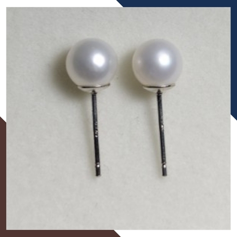 Bông tai nụ ngọc trai tròn, bông tai ngọc trai bạc thật đẹp cho nữ mã AC09TT67