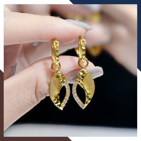 Bông tai vàng tây nữ 10k kiểu khoen tròn tòng teng trẻ trung mã TL71