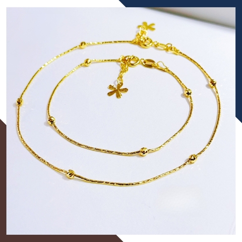 Combo lắc tay và lắc chân bi vàng tây 10k cho nữ đẹp mẫu dây mì mã T50C69