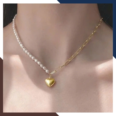 Dây chuyền ngọc trai nữ bạc thật cá tính mã 45AC330