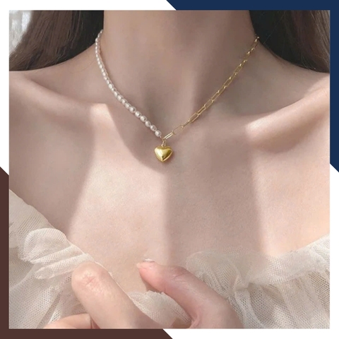 Dây chuyền ngọc trai nữ bạc thật cá tính mã 45AC330