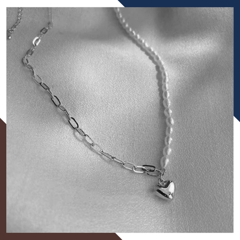 Dây chuyền ngọc trai nữ bạc thật cá tính mã 45AC330