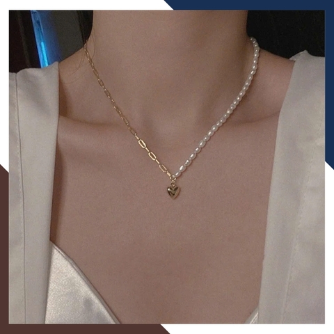 Dây chuyền ngọc trai nữ bạc thật cá tính mã 45AC330