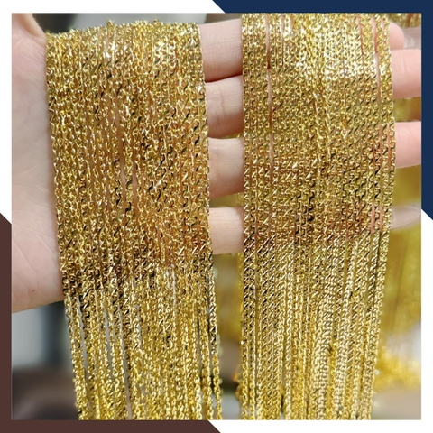 Dây chuyền chữ cong bằng vàng tây 10k, mẫu trơn không mặt đẹp cho nữ mã N105T152