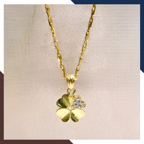Dây chuyền cỏ 4 lá vàng tây 10k đính đá nhiều mẫu cho nữ đẹp mã D88M1927