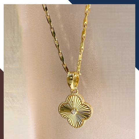 Dây chuyền cỏ 4 lá vàng tây 10k đính đá nhiều mẫu cho nữ đẹp mã D88M1927