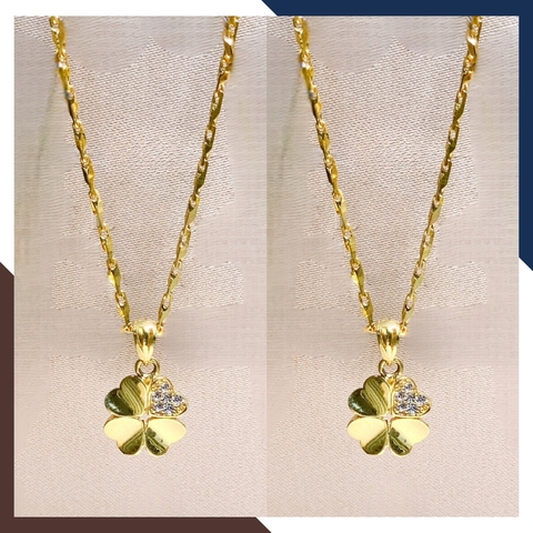 Dây chuyền cỏ 4 lá vàng tây 10k đính đá nhiều mẫu cho nữ đẹp mã D88M1927