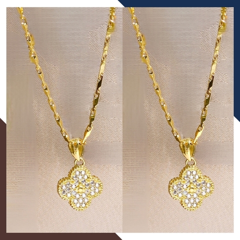 Dây chuyền cỏ 4 lá vàng tây 10k đính đá nhiều mẫu cho nữ đẹp mã D88M1927