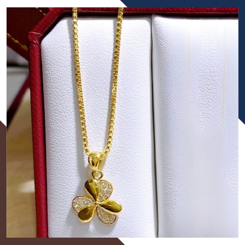 Dây Chuyền Vàng Cỏ 3 Lá Cho Mẹ Sang Trọng DCVN203 | Vàng Tây 10k