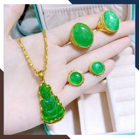 Dây chuyền vàng tây 10k mặt đá cẩm thạch cho mẹ, phụ nữ trung niên, người lớn tuổi mã D184M52D30