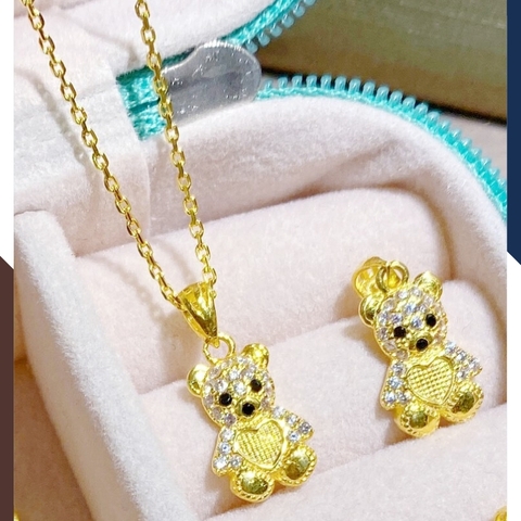 Dây chuyền vàng tây nữ 10k mặt hình con gấu đính đá mã D75M26