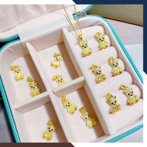 Dây chuyền vàng tây nữ 10k mặt hình con gấu đính đá mã D75M26