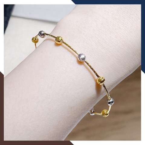 Kiềng tay vàng nữ dạng mềm mix bi vàng tây 10k 2 màu đẹp mã TL78