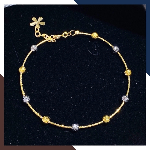 Kiềng tay vàng nữ dạng mềm mix bi vàng tây 10k 2 màu đẹp mã TL78