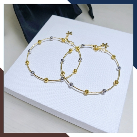 Kiềng tay vàng nữ dạng mềm mix bi vàng tây 10k 2 màu đẹp mã TL78