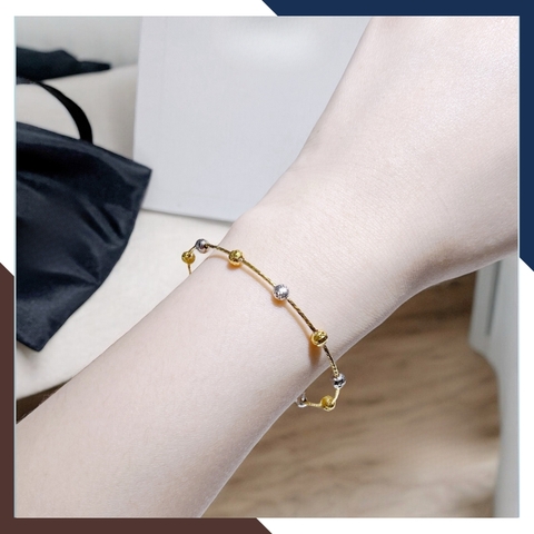 Kiềng tay vàng nữ dạng mềm mix bi vàng tây 10k 2 màu đẹp mã TL78