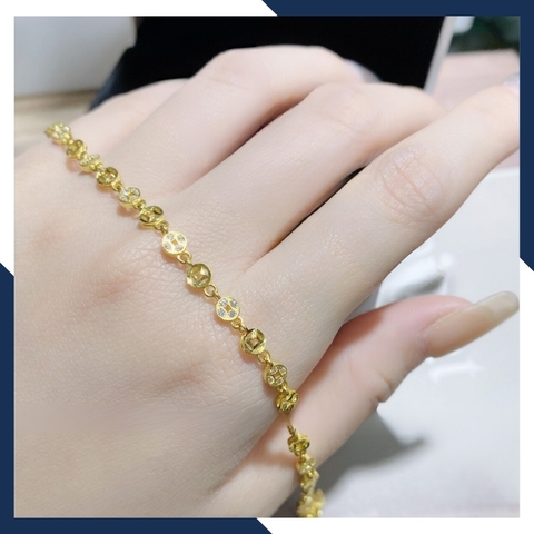 Lắc tay vàng nữ đẹp, lắc tay kim tiền vàng tây 10k mã 2721TL91