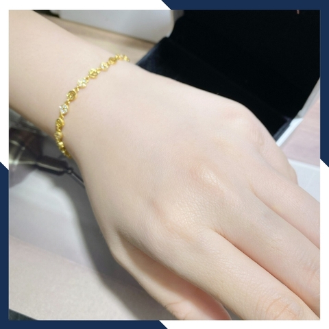 Lắc tay vàng nữ đẹp, lắc tay kim tiền vàng tây 10k mã 2721TL91