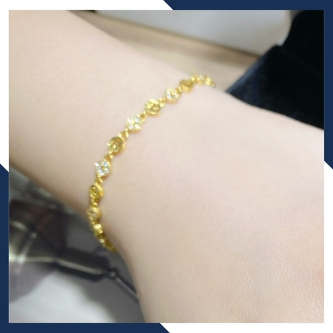 Lắc tay vàng nữ đẹp, lắc tay kim tiền vàng tây 10k mã 2721TL91