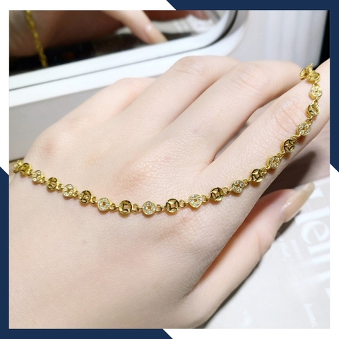 Lắc tay vàng nữ đẹp, lắc tay kim tiền vàng tây 10k mã 2721TL91
