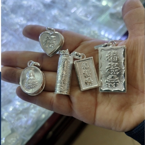 Mặt dây chuyền đựng bùa, xá lợi phật bằng bạc ta nguyên chất cho Nam Nữ mã N300L500