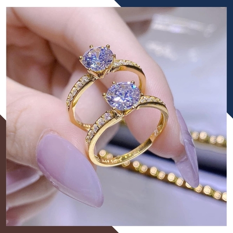 Nhẫn Cầu Hôn, Nhẫn Vàng Nữ Đính Đá NVN183 | Vàng Tây 10k