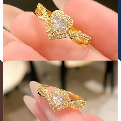 Nhẫn Cầu Hôn Vàng Tây, Nhẫn Vàng Nữ 10k Hình Trái Tim Đẹp NVN172