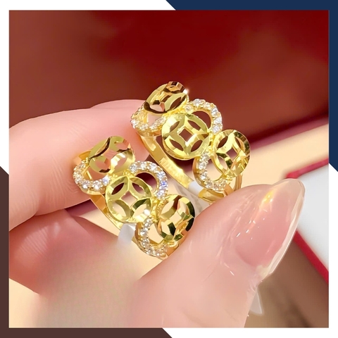 Nhẫn Kim Tiền Tài Lộc Bằng Vàng Tây 10k Nhiều Mẫu Mới 2025 Mã NVN73