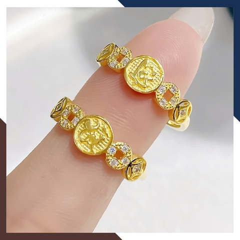 Nhẫn Kim Tiền Tài Lộc Bằng Vàng Tây 10k Nhiều Mẫu Mới 2025 Mã NVN73