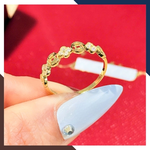 Nhẫn Kim Tiền Vàng 10K NVN396 – Thu Hút Tài Lộc, May Mắn và Thịnh Vượng