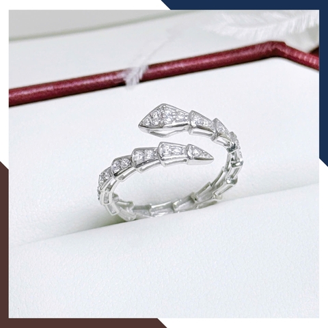 Nhẫn Rắn Vàng Trắng Freesize Cho Nữ Mã NVN62 | Vàng Tây 10k 416