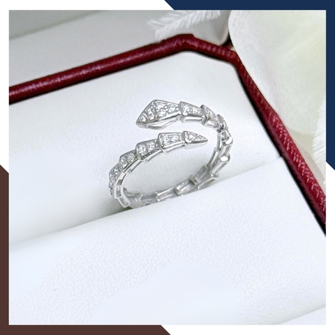 Nhẫn Rắn Vàng Trắng Freesize Cho Nữ Mã NVN62 | Vàng Tây 10k 416