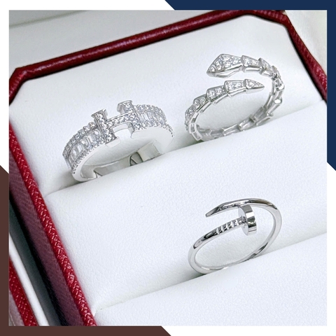 Nhẫn Rắn Vàng Trắng Freesize Cho Nữ Mã NVN62 | Vàng Tây 10k 416